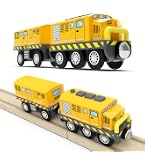 LiRiQi - Juego de locomotoras con pilas, magnético eléctrico para ferrocarril de madera, compatible con Thomas, Brio, juguetes para niños pequeños LiRiQi - Juego de locomotoras con pilas, magnético eléctrico para ferrocarril de madera, compatible con Thomas, Brio, juguetes para niños pequeños