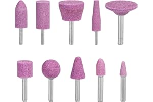 TOPHOMER 10PCS Abrasive Stone Points Set, 6mm Shank Abrasive Stone Mounted Points Head, Grinding Head Wheel Bits, Polishing Rotary Tool, Polishing Grinding Head (A)