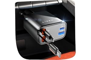LISEN Retráctil Cargador Coche Carga Rápida 69W, Accesorios Coche Camper Furgoneta para iPhone 16 Pro MAX/e 15 Cargador Mechero USB C 12V para Samsung S25 Xiaomi Regalos Originales Mujer Gadgets