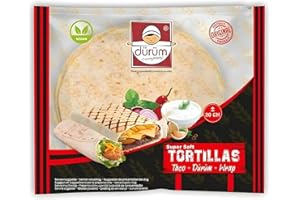BUG'S PANTRY Durum Flour Tortillas 30cm (12") Pk.10 / Soft Flour Tortilla Wraps for Burritos, Wrap