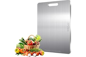 DHINCHANSAIB Planche à découper, planche a decouper inox, Planche à Découper Inox, Planche a Decouper en Titane, Decoupe Legumes,Planche a Decouper Professionnelle(34 * 23cm)