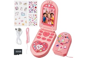 YUNIBRIX Macchina Fotografica Bambini,Fotocamera Bambini Selfie HD 1080P per Video, Regali Giocattolo di Natale & Compleanno Natale,giochi bambini 3-12 Anni,Telefono Giocattolo per Bambini con Scheda da 32 GB