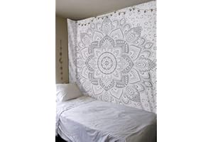 Popular Handicrafts Arazzo da appendere alla parete, motivo mandala hippie bohémien hippie psichedelico design indiano copriletto 76 x 101 cm, blu