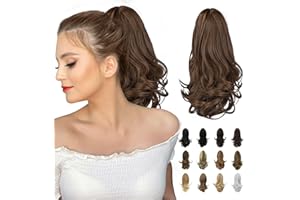 Sofeiyan 33cm Extension de la Queue de Cheval Longue Queue de Cheval Bouclée Extensions de Cheveux à Griffes, Postiche de Cheveux Synthétiques D'apparence Naturelle Pour les Femmes