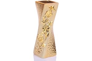 XIAOMAGG Vaso in Ceramica da 30 cm, Stile Moderno, Vaso in Ceramica Decorativo, Decorazione per la casa, Nuova Decorazione di Nozze, Vaso in Ceramica Placcato Oro (Oro/C)