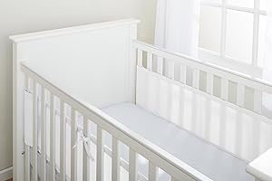 BreathableBaby Breathable Mesh Liner For Cot Beds — Covers 2 Sides — Classic — 3 mm — White — 2 Panels — Non-Padded Single Layer — Safer Than a Crib Bumper — UK/EU Safety Tested