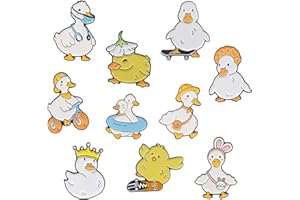 Pilikoll Kreskówka urocza kaczka emaliowana broszka, 9 szt. metalowych przypinek przypinki do kaczki na ubrania, torby, plecaki, czapki, unisex, Metal