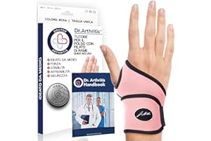DR. ARTHRITIS Tutore Polso con Rivestimento in Rame Ideato da Medici – Tutore Polso Sinistro e Destro per Tunnel Carpale – Fascia di Supporto con Chiusura a Strappo (Taglia Unica, Confezione Singola, Rosa)