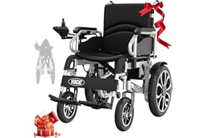 VOCIC Fauteuil roulant electrique pliable leger pour 150KG,30KM fauteuil handicapés électrique Stable,Chaise roulante électrique avec 40CM pneus gonflables amortisseurs(argent)
