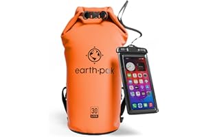 Earth Pak Bolsa Estanca- Impermeable Bolsa Seca de compresión Mantiene el Equipo seco para Kayak, Playa, Deportes, Rafting, Acampada y Pesca (Naranja, 30L)