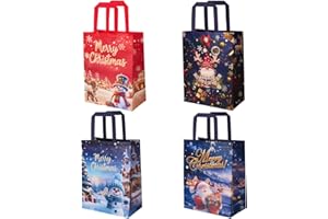 HJYODY 4pcs Christmas Tote Bags Gift Bags : Large Capacity Non-woven Fabric Gift Bags 16.2x11.8x6.3 inches - Reusable Christmas Shopping Bags