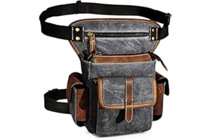 Handadsume Tela Resistente All'acqua + Vera Pelle Moto Equitazione Travel Coscia Borsa per Gambe Marsupio in Vita Per Gli Uomini Donne 913-5