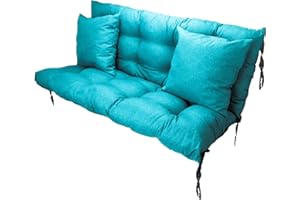 ‎GRAND FILIPPO Filippo Sitzauflagen Gartenmöbel 100 x 55 x 55 cm Azurblau - Kissen Hollywoodschaukel Beständig Gegen Schimmel – Handgefertigt Polster für Hollywoodschaukel mit Befestigungsschnüre