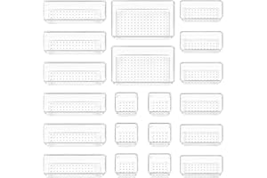 DICLLY 20 piezas Organizador de Cajones,Organizadora de Escritorio de 4 Tamaños,Transparentes Cajas Organizador de Cajón,para Guardar Maquillaje,Joyería,Habitación,Oficina