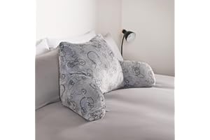 OHS Cuddle Cushion for Adults, Reading Pillow for Bed Adult Kids Super Soft Cosy Fleece Gaming Print Support Pillow with Arms Back Support Cushion Relaxing Comfy, Grey