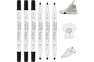 BKEMKRI 6 Pennarelli per Tessuti Lavabili in Lavatrice, Pennarello in Tessuto a Due Punte, Permanente, Impermeabili e Resistenti Alla Luce, per Borse, Berretti, Magliette, Scarpe, Progetti Creativi Fai Da Te