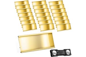 FACCITO 20 Targhette Magnetiche in Alluminio Badge per Nomi con Doppio Magnete Portanome Magnetico con Slot per Carta Cartellino Identificativo Anodizzato Trasparente, 72 x 32 mm, Oro