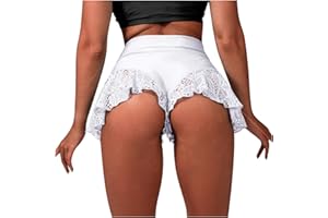 ‎BRISKORRY Shorts Frauen New Sexy Hohe Taille Pole Dance Rüschen Shorts Damen Sweatpants Mini Tight Bikini Shorts Kurze Hose Laufshorts Jogginghose Kurze Hose Damen Shorts