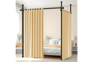 CAOSSUIXIN Raumteiler Paraventgestell Gardinenstange, ohne Bohrung Vorhangstangen Paravent, Flexibel Einstellbare Stehende Hängend Raumtrenner Trennwand für Wohnzimmer, Schlafzimmer, B 280 cm x H 317 cm,Schwarz