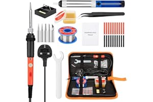 DGMQKJ Soldering Iron Kit Electronic,60W Adjustable Temp 200-450°C and ON/Off Switch Soldering-Iron Welding Gun with Desoldering Pump,Electric Solder Iron Pen Set for Electronic Production/Soldering