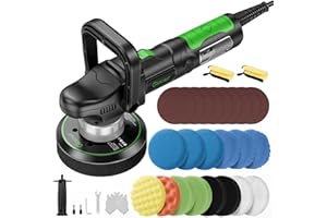 Ginour Lucidatrice Rotorbitale 1050W per auto, 6 velocità regolabili (2000-6400 OPM), lucidatrice auto con impugnatura a D e maniglia laterale, platorello da 150 mm / 6 pollici