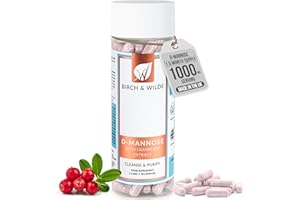 BIRCH & WILDE D-Mannose 1000mg Capsules with 36:1 Cranberry Extract | High Strength UTI Support & Bladder Supplement for Women & Men | Natural Urinary Tract Health | Vegan, UK Made, 90 Capsules (1.5 Month Supply)