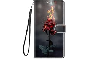 Bnvdfre for Motorola Moto E13 Case Flip Wallet Phone Case Shockproof PU Leather Card Holder Magnetic Stand Protector Cover for Motorola Moto E13, Red rose