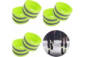 Deepton 6 mollette per pantaloni per bicicletta, elastiche, catarifrangenti, con chiusura in velcro, protezione per pantaloni con forti strisce riflettenti per ciclismo, jogging