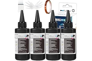 LCL 420ML Recharge d'encre à Sublimation Remplacement pour Epson EcoTank ET2720 ET2760 ET2800 ET2803 ET2850 ET4800 ET15000 ET3760 ET4700 Transfert à Chaud sur Tasses, Tshirts, oreillers（4pack Noir）