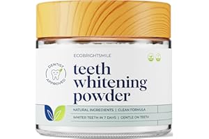 EcoBrightSmile Teeth Whitening Powder - Dentist-Approved Natural Tooth Whitener - Enamel-Safe & Sensitivity-Free Formula - Coffee, Tea, Wine & Smoking Stain Remover - Gel Mint Flavour - 6 Month Supply