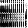 welsberg Pigment Liner Set with 12 Line Widths, Fineliner Pens, Black Pigment Ink, Felt Tip Pens, Waterproof Pens for Artists, Illustration, Sketching, Technical Drawing