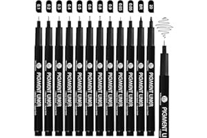 welsberg Pigment Liner Set with 12 Line Widths, Fineliner Pens, Black Pigment Ink, Felt Tip Pens, Waterproof Pens for Artists, Illustration, Sketching, Technical Drawing
