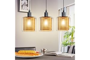 ‎ZMH ZMH Pendelleuchte Esstisch Hängelampe Vintage - Schwarzgold Hängeleuchte Retro 3 Flammig E14 Esstischlampe Glas Metall Esszimmerlampe Industial Pendellampe für Wohnzimmer Arbeitszimmer Esszimmer