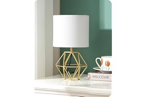 EDISHINE Lámpara de Mesa de Noche, Casquillo E14, Pantalla de Lino Beige para Oficina, Sala de Estar, Dormitorio, LED Bombilla Incluida