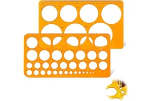 Kryzulax 2 Pezzi Disegno Righelli Modelli di Misura,Stencil Geometrico Disegno Righelli,Cerchio Modelli Di Geometrico in Plastica,per Disegno Scuola Ufficio Edilizia(Arancione Trasparente)