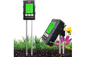 Cuteefun Testeur Humidité Plante, 6 en 1 Kit D'Testeur de Sol avec Lumière/pH/Température/Humidité/Fertilité, pH Metre Sol pour Le Jardinage, l'agriculture, Les Plantes D'IntéRieur et D'Extérieur