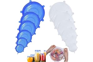 HZZXCH 12 Pcs Silicone Lids Food Covers, Silicone Stretch Lids Food Covers, 6 Different Sizes Rotundity Silicones Bowl Cover, Refrigeratorable Microwave Bowl Lid Cutlery Lid
