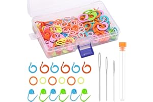Riddur Lot de 265 marqueurs d'anneaux de point, marqueurs de crochet à tricoter avec boîte en plastique, pinces à aiguilles colorées pour crochet à crochet, aiguilles émoussées à gros yeux pour