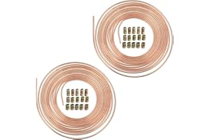 Dciustfhe 2 Pack 25Ft Copper Nickel Brake Line Tubing Kit 3/16 Inch OD + 30Pcs Fitting Nuts