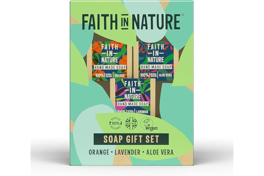 Faith In Nature Natural Handmade Soap Gift Set, Vegan and Cruelty Free, No SLS or Parabens, 3 x 100g