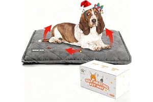 MORA PETS Self Heating Dog Bed Thicker Heated Pet Pad for Large Dogs Cats, Washable Dog Crate Bed Thermal Pet Blanket for Indoor Outdoor, Heated dog Mat with Anti-Slip Base 89x58cm
