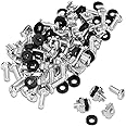 kwmobile 50 Pack M6 Cage Nuts, Bolts and Washers Kit - for Patch Panel Rack Mount Equipment Data Network Cabinets Size 19 Inch and 10 Inch - Silver