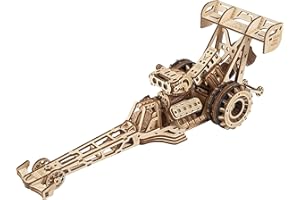 UGEARS Kit Modellino Auto da Costruire - Dragster Modellismo da Costruire Adulti e Bambini con un Potente Motore ad Elastico - Auto da Corsa Puzzle 3D Legno - Modellini da Costruire Wooden Puzzle