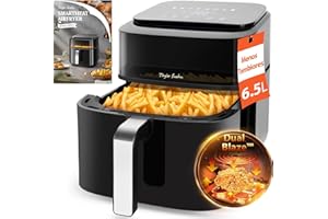 Taylor Swoden Air Fryer 6.5L 1800W Freidora de Aire con Doble Resistencia, Ventana de Visualización, 8 Programas, Panel Táctil Digital, Interior Metálico, 14 Recetas Físicas, Capacidad para 8 Personas