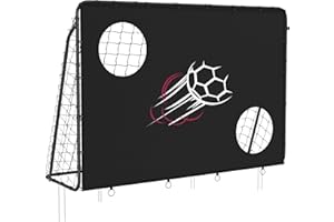 SONGMICS Porta da Calcio con Telo di Bersaglio, per Bambini, Assemblaggio Veloce, in Giardino, Cortile, Parco, Spiaggia, Tubi in Ferro e Rete di PE, Nero SZQ215B02