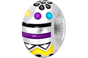 Andante-Stones 925 Parlina d'Argento Bead a Forma di Uovo di Pasqua Ciondolo da Donna Charm per bracciali e collane Europei + Sacchetto di Organza