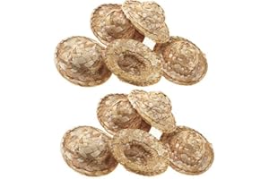 Luxylei Mini Straw Hats 10% Miniature Doll House Straw Cap Natural Handmade Woven Cap Knitted Hat for Dollhouse Decoration