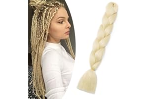 Gairyan 24" Extensiones para Trenzas Africanas Extensiones de Pelo Trenzas Africanas 1 Paquete Pelo Sintetico Extensiones de Trenzado de Cabello Box Crochet Braiding Hair(Rubio Blanqueador)