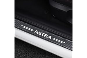 Symilov 4 Piezas Pegatina para Umbral de Coche para Op-el Astra J H G K, Accesorios de Decoración Peinado para Estribos de Fibra Carbono de Antiarañazos,White