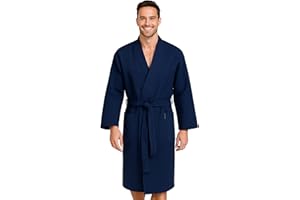 Morgenstern Bademantel Herren Leichter Waffelstoff aus 100% Baumwolle Waffelpique Morgenmantel